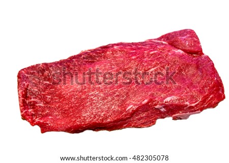 The flat iron steak lies on a white background. Insulated ストックフォト © 