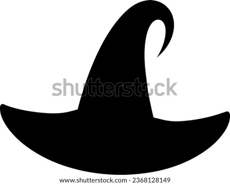 Halloween witch hat isolated on white background. Black silhouette of Halloween witch hat. Vector illustration. Halloween hat.