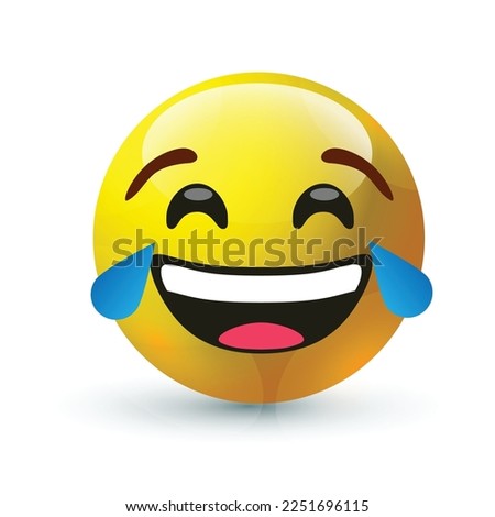 high quality icon 3d vector round yellow bubble emoticons social media Exercise Grinning Tears ROFL LOL Sweat Laughing chat comment reactions template face tear laughter emoji character message