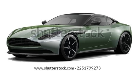 modern fast car green style 3d realistic style art design graphic isolated white background