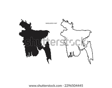 
Bangladesh map silhouette line country Asia map illustration vector .black map ,outline Asian isolated on white background
