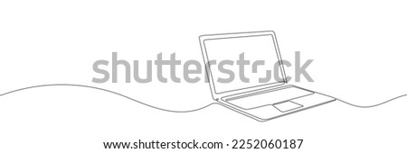 One line drawing of laptop gadget