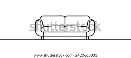 Continuous drawing of a sofa, front view. Modern sofa in one continuous line.