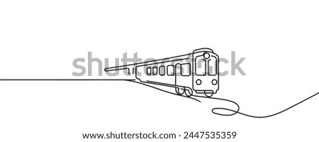 Continuous line vector illustration of a railway track. one line train.