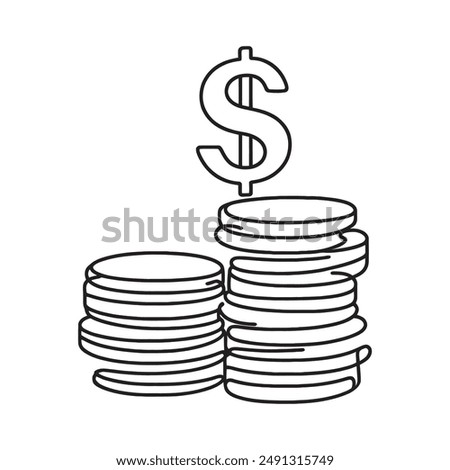 coins, pennies, cents. one-line graphics. Vector illustration.