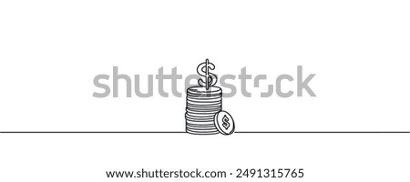 coins, pennies, cents. one-line graphics. Vector illustration.