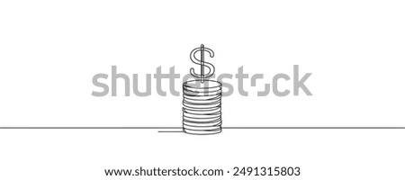 coins, pennies, cents. one-line graphics. Vector illustration.