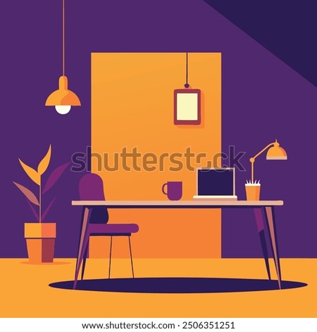 apartment interior, offise with furniture. dream apartment design in the same style. Vector illustration.