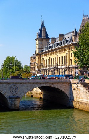 View for the Changed Bridge and La Conciergerie in Paris.
