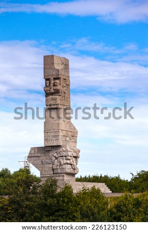 Monument honoring battale on Westerplatte - first battle of Second World War and Polish Defense War.