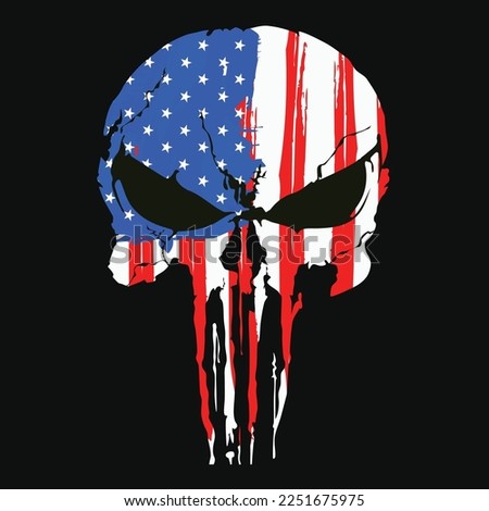 paint brush flag Element crime punishment style illustration, T-Shirt graphics design famous, vector design icon isolated Art skull and Bones punisher 	
American national patriotic symbol army style 