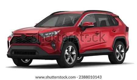 Suv mpv realistic family japan car coupe sport colour red elegant trd 3d urban electric gr Rav 4 class power style model lifestyle business work modern art design vector template isolated background