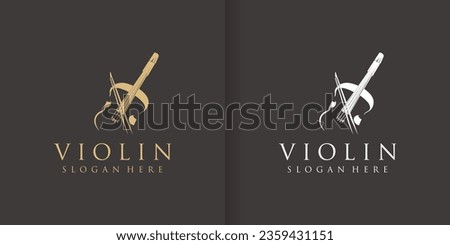 Violin Viola Fiddle Cello bass Contra bass music instrument silhouette logo design inspiration