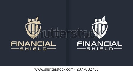 collection of logo designs for safe investments with shield shapes and financial diagrams