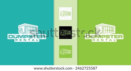 collection of vector logo designs for dumpster rental or dumpster removal and cleaning concept. Trash can company logo design template