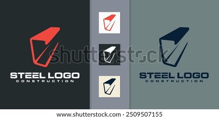 Steel vector logo design with modern steel beam icon