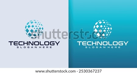 Technology Logo Design. Abstract Globe logo with technology connection