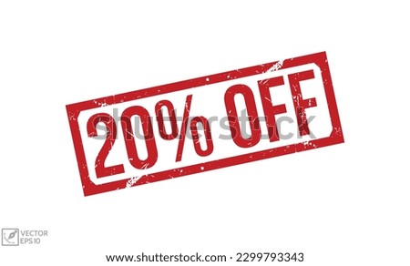 20% Off grunge rubber stamp on white background. 20% Off Rubber Stamp.