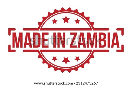 Made in Zambia stamp red rubber stamp on white background. Made in Zambia stamp sign. Made in Zambia stamp.