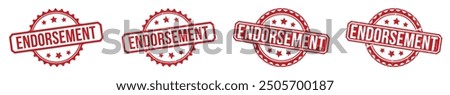 Endorsement stamp red rubber stamp on white background. Endorsement stamp sign. Endorsement stamp.