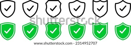 Shield check mark icon. Shield with a checkmark in the middle Protection icon. Shield check mark logo icon design template. Vector illustration