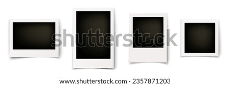 Realistic Polaroid photo frame mockup set. Empty photo frame mock up with shadow. Vintage card. Vector illustration