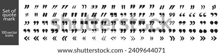 Set of quote mark. Quotes icon vector set. Quotemarks outline. Vector black quote icon set