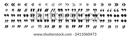 Set of quote mark. Quotemarks outline, speech marks, inverted commas or talking marks collection.