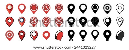 Set of map pin location icons. Map pin place marker. Location icon. GPS location symbol collection