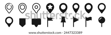 Set of map pin location icons. Modern map markers. Map marker pointer icon set. GPS location symbol collection. Flat style