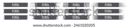 Abstract pixel background. Horizontal title tags with pixels. Header, footer color layout with mosaic edges. Background for text