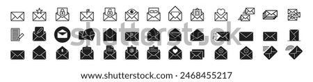 Message mail icon vector set. E-mail envelope icon illustration pack. Mail line icon set