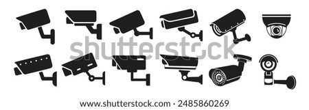 CCTV vector icon set. Video surveillance CCTV camera icon. Security camera