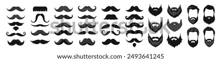 Mustaches and beard style set. Hipster mustache icon set isolated on transparent background