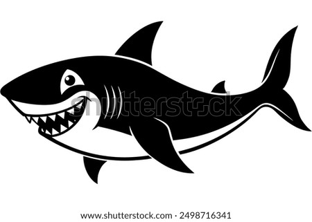 Funny Shark Vector Illustration, Cartoons, Clipart, and Line Art Design on White Background, Cute and funny shark illustration in vector, cartoon, clipart, and line art design on white background.