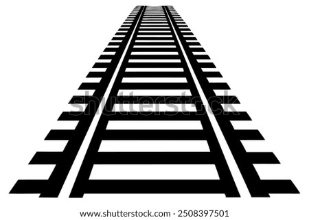 Parallel Train Tracks Vector Illustration on White Background Clipart And Line Art Design, Vector of parallel train tracks on white background, ideal for clipart, line art, and design use