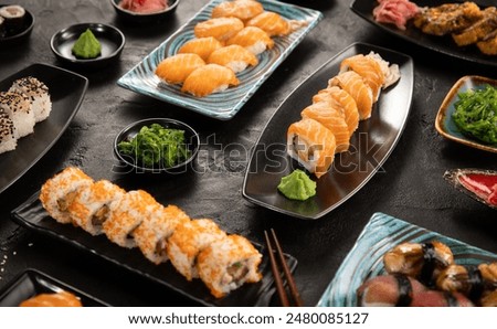 Image, Stock Photo Table with sushi in restaurant