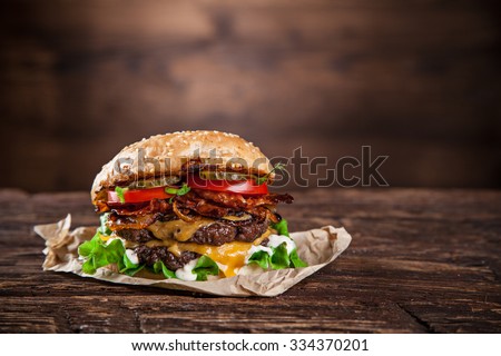 Similar – Foto Bild Hamburger auf Holz Fleisch