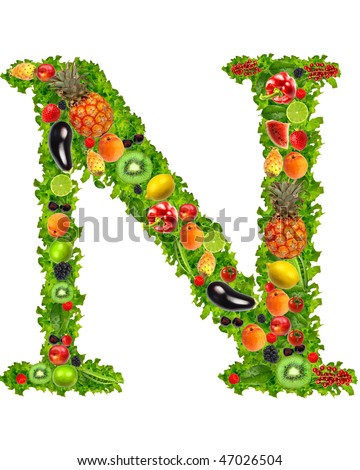 Fruit And Vegetable Letter N Stock Photo 47026504 : Shutterstock