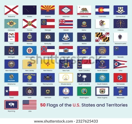 50 Flags of the U.S. states and territories.