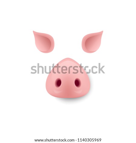 Pig nose and ears. Piggy mask design. Vector