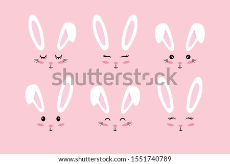 Bunny ears. Easter Bunny face mask. Vector