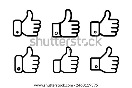 Thumbs up icon set. Black Thumb up icon set on white background. Vector illustration