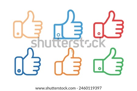 Thumb up icon set on white background. Vector illustration in trendy flat style