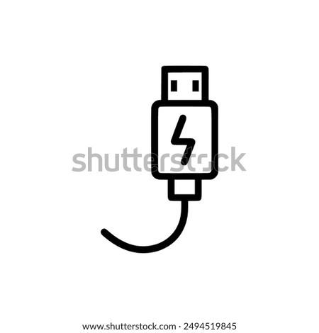 Charging cable icon. Black Charging cable icon on white background. Vector illustration