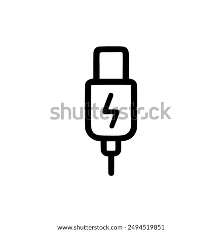 Charging cable icon. Black Charging cable icon on white background. Vector illustration