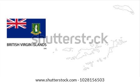 Map and National flag of British Virgin Islands (UK),Map Of British Virgin Islands (UK) With Flag Isolated On White Background,Vector Illustration Flag and Map of British Virgin Islands for continue.