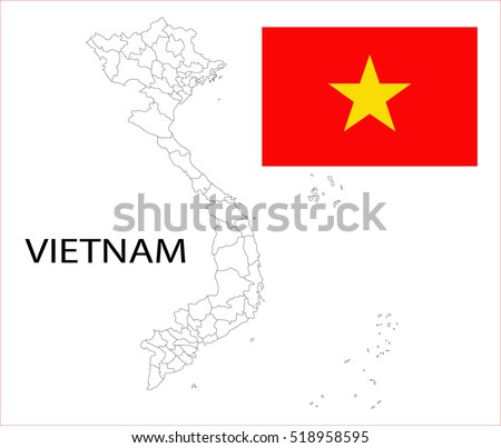Map and National flag of Vietnam.