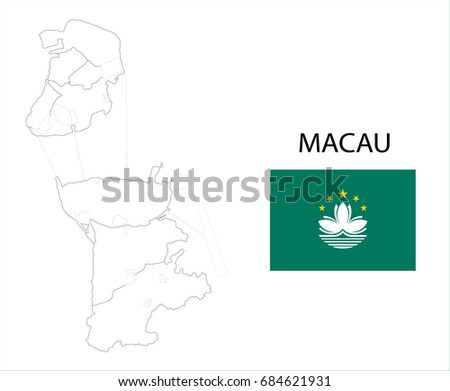 Map and National flag of Macau.