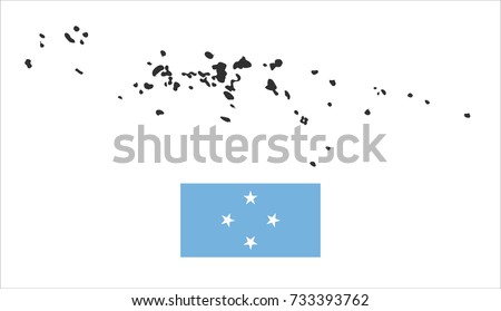 Simple Map Of Federated States of Micronesia With Flag Isolated On White Background.
